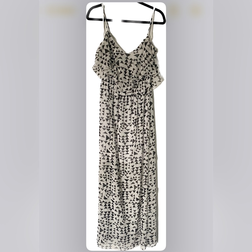 Black and white geometric long dress